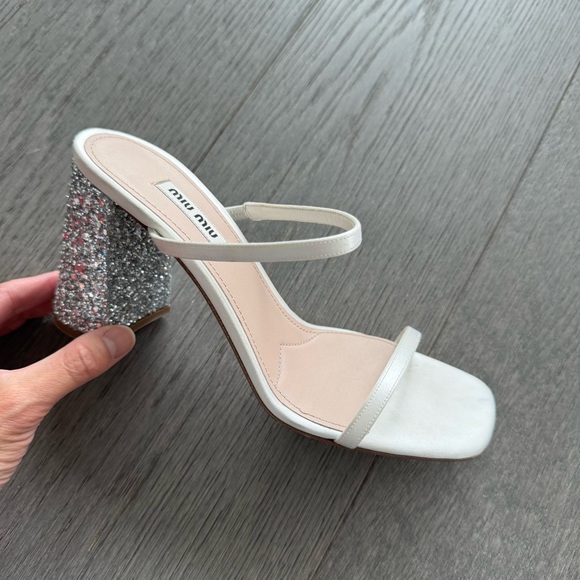 Miu Miu Silver White Heeled Sandals - Picture 7 of 7